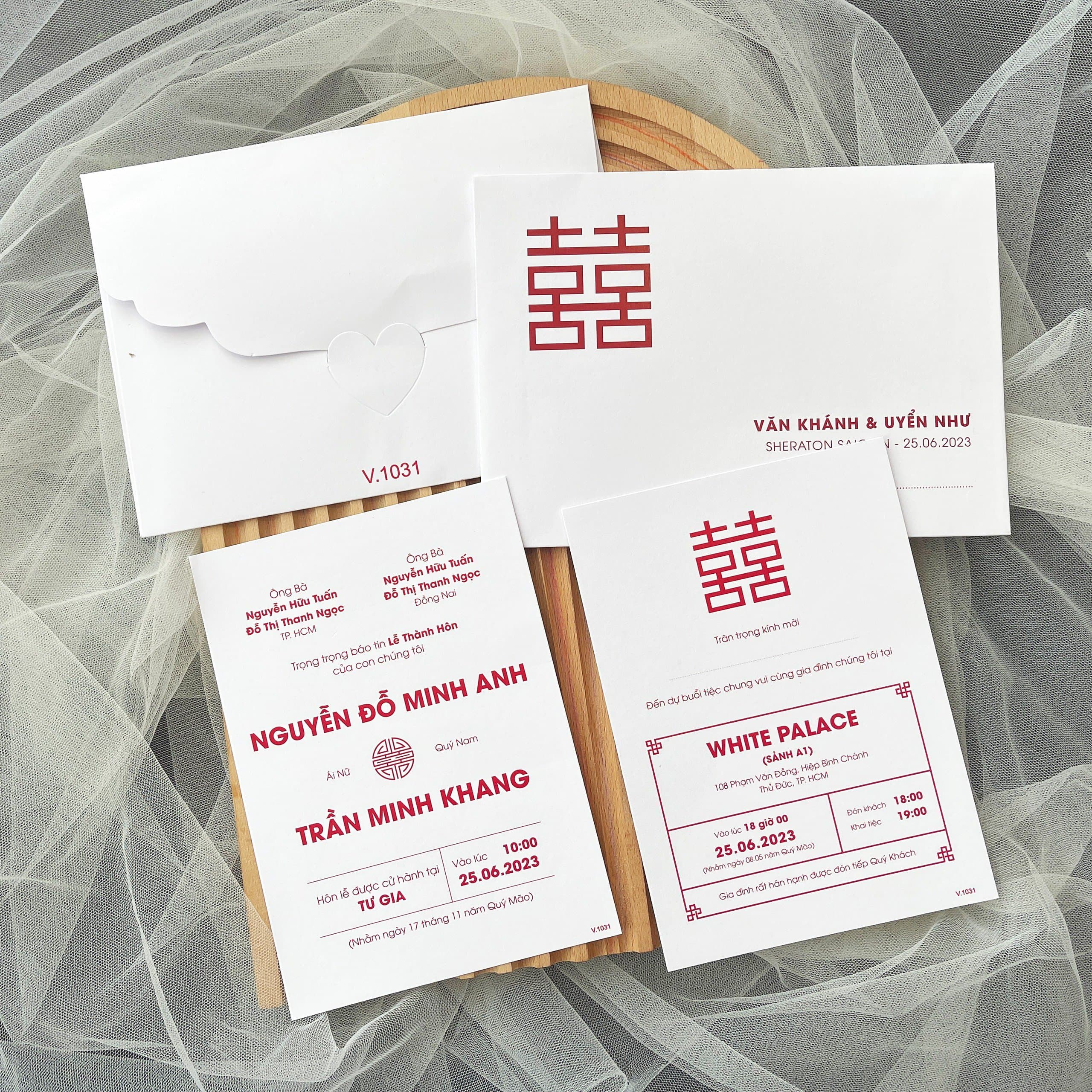 Thiệp cưới đỏ chữ hỷ cơ bản