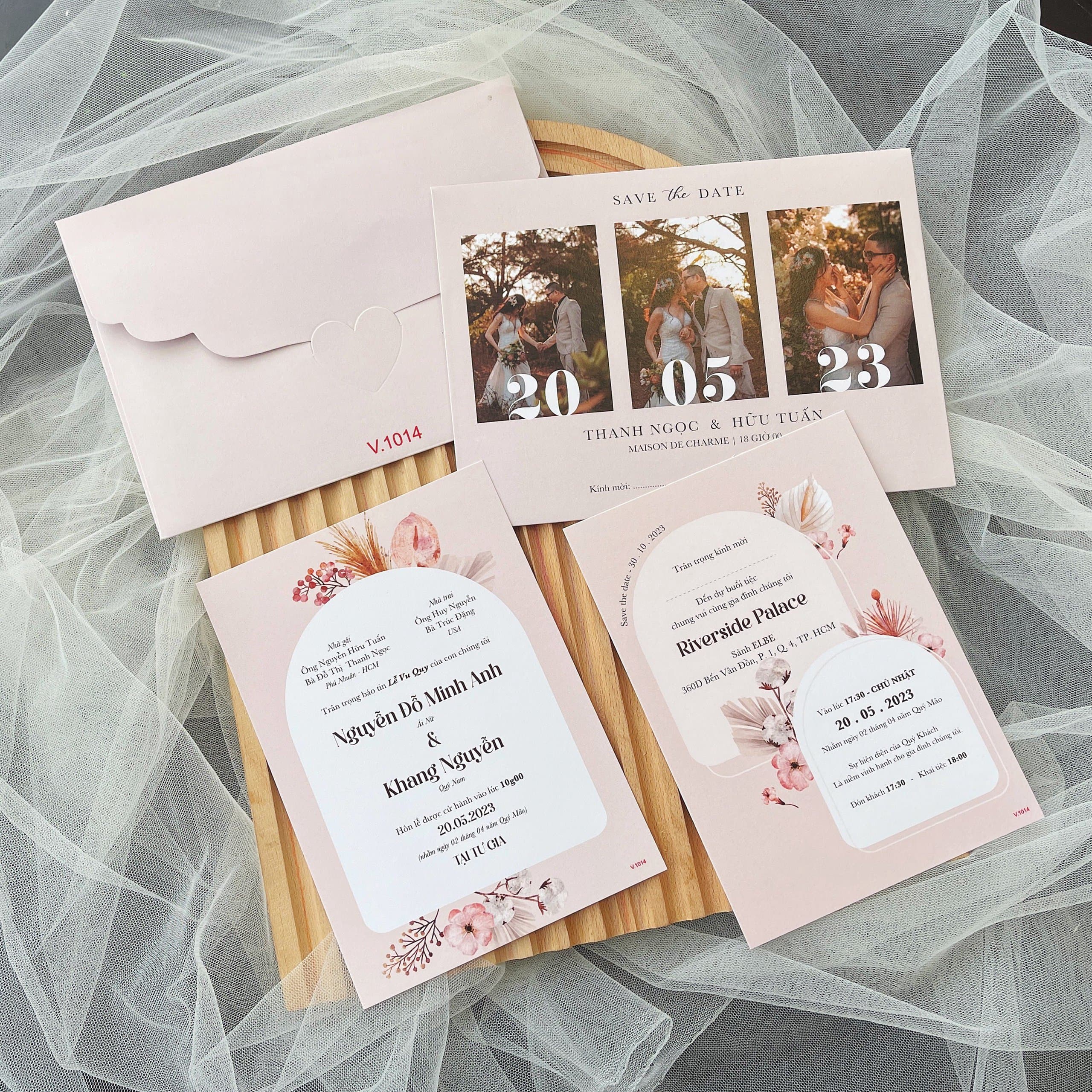 Thiệp cưới in hình dâu rể đẹp