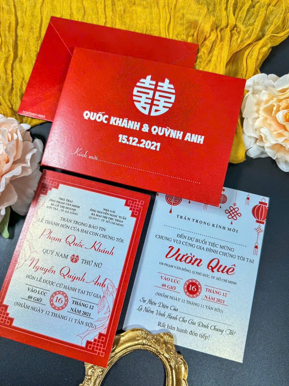 Thiệp đỏ chữ hỷ cổ điển - ảnh 2