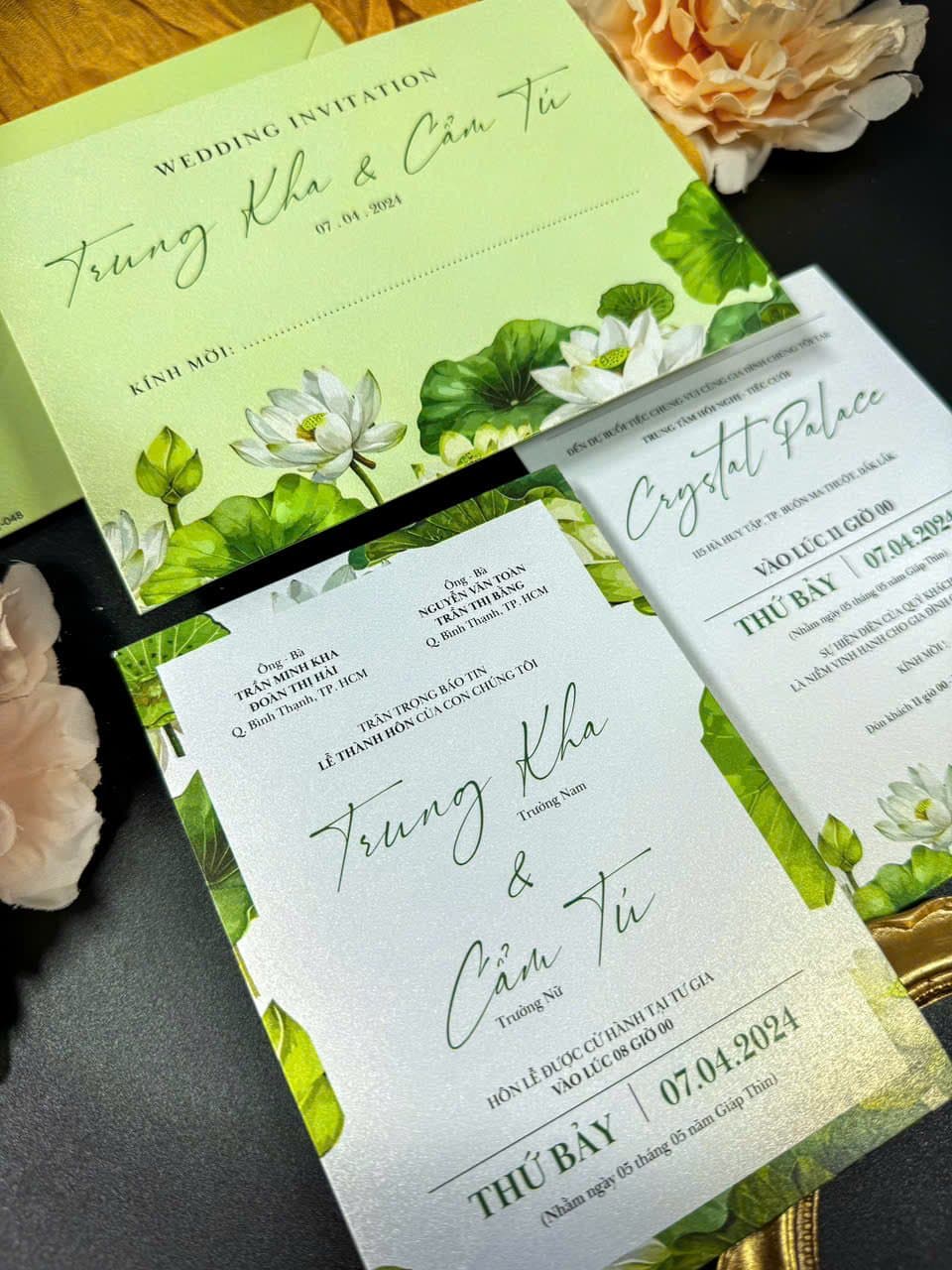 Thiệp xanh cách điệu hoa sen - ảnh 2