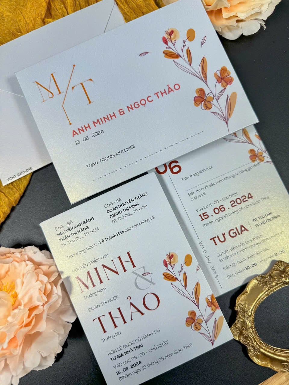 Thiệp cách điệu hoa cam