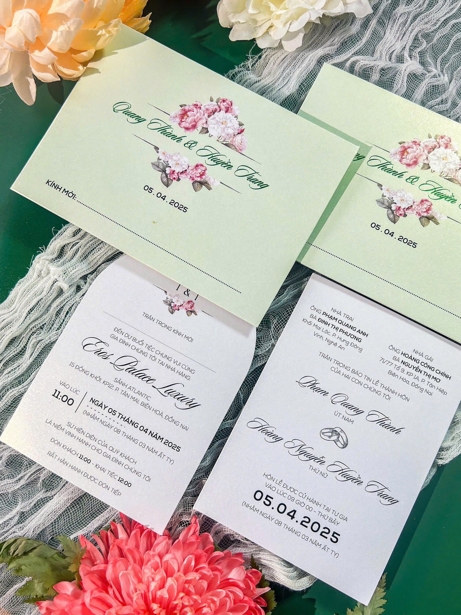 Thiệp cưới xanh cơ bản